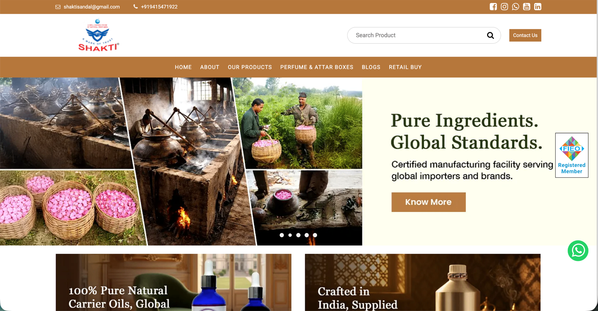Shakti Sandal Wood Oil Distillers website preview