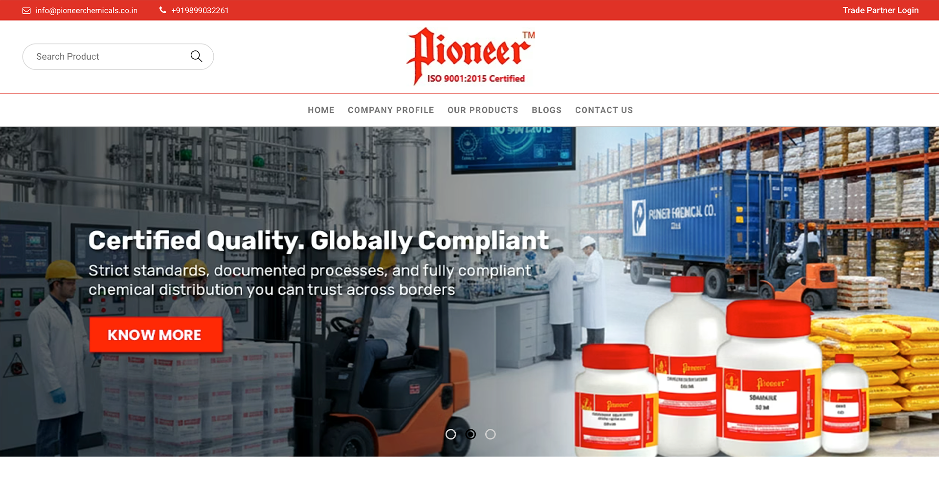 The Pioneer Chemical Company website preview